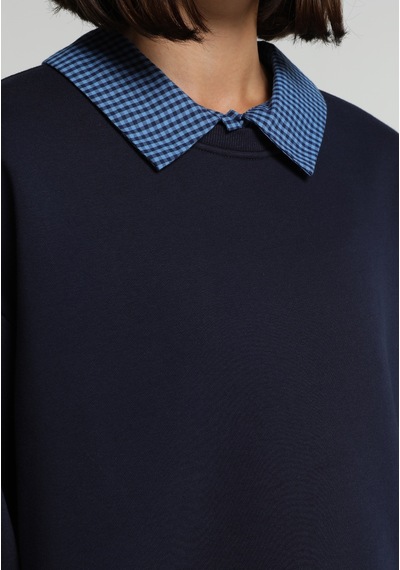 Colin's Colins Regular Fit Shirt Neck Kareli Kadın Lacivert Sweatshirt Cl1084136 Q1.v2 Nav Colin's Colins Regular Fit Shirt Neck Kareli Kadın Lacivert Sweatshirt Cl1084136 Q1.v2 Nav