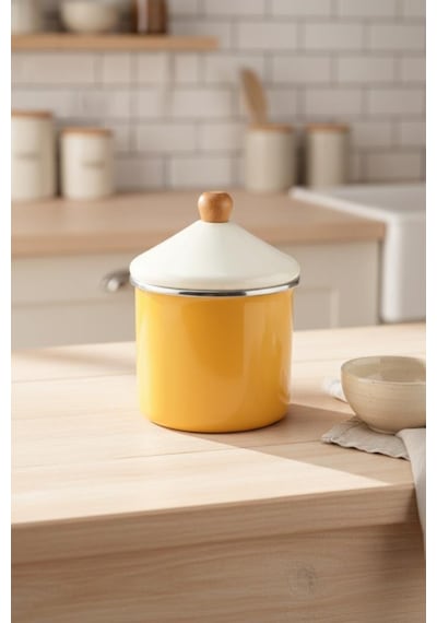 Bambum Nostalji - Ahşap Saplı Baharatlık Hardal 12 Cm Hardal Sarı