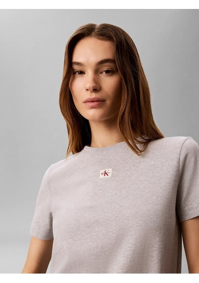 Calvin Klein Ss Woven Label Class, P79 Gri Kadın T-shirt