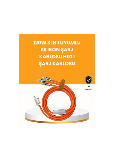 120 W Şarj Ve Veri Aktarımı Kablo- 3 Başlıklı Çok Amaçlı Kablo Yüksek Hızlı