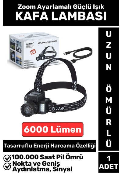 Profesyonel Kamp Avcı Balıkçı Deprem Yüksek Mesafeli 6000 Lümen Güçlü Işık Sensörlü Kafa Lambası Çok Renkli