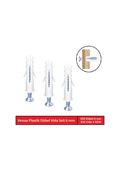 Venoa Ds06 Plastik Dübel Vida Seti 6 Mm 100 Parça