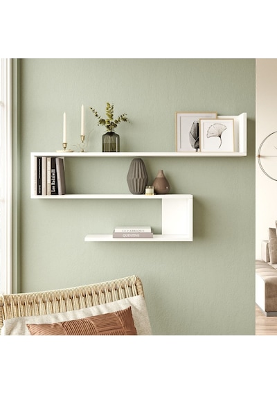 Wall R10 Modern Duvar Rafı Kitaplık Wal10-w Beyaz