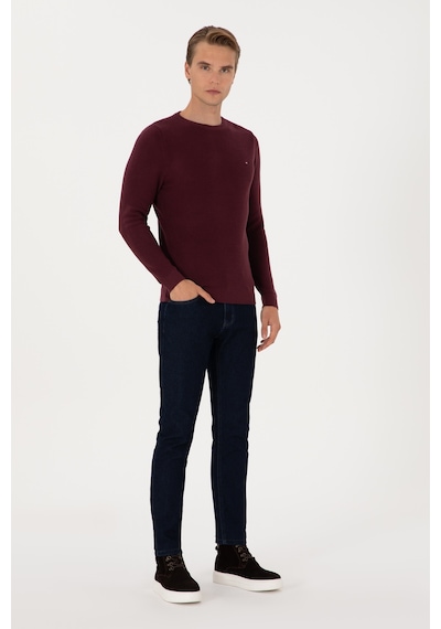 U.S. Polo Assn. Erkek Slim Fit Bisiklet Yaka Bordo Basic Kazak 50313667-VR177 U.S. Polo Assn. Erkek Slim Fit Bisiklet Yaka Bordo Basic Kazak 50313667-VR177