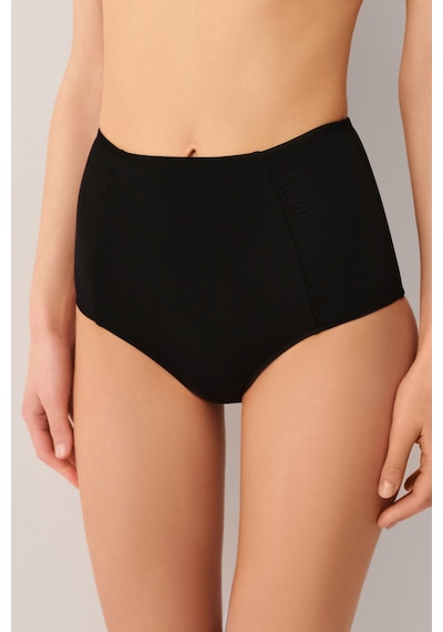 Suwen Yüksek Bel Pileli Bikini Alt Sbn26700012 Siyah
