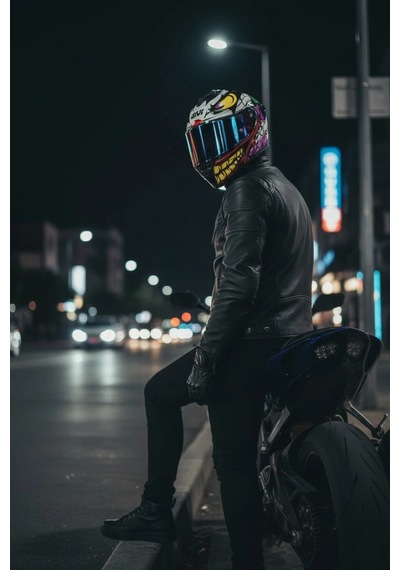 Gıvı 50.x Joke 1 Renkli 1 Şeffaf Vizörlü Motosiklet Kask İridyum Vizör + Şeffaf