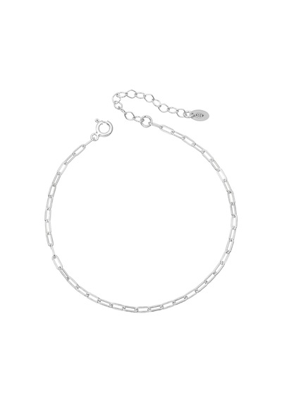 925 Ayar Gümüş Unisex Ince Minimal Ataç Zincir Erkek Bileklik Gümüş