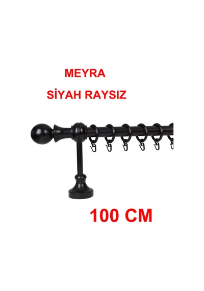 Meyra Demonte Başlıklı Ahşap Rustik Perde Askısı - Raysız -siyah 100 Cm Siyah