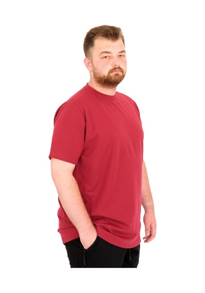 Mode Xl Büyük Beden Erkek T-shirt Bisiklet Yaka Dore U25034 Bordo Bordo