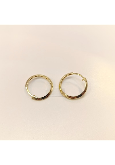 20mm Klasik Piramit Halka Küpe 14 Ayar Altın Hd Videolu Sarı