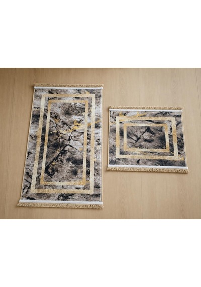 Aksu Brillant 2'li Banyo Paspas Seti Kaydırmaz Tabanlı Püsküllü Banyo Halısı 60x100cm & 50x60cm A2-1 Çok Renkli