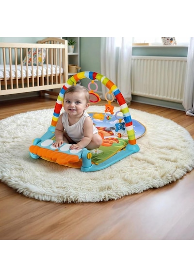 Babycim Piyanolu 3'ü 1 Arada Oyun Halısı Müzikli Işıklı Aynalı Eğitici Aktivite Oyun Halısı