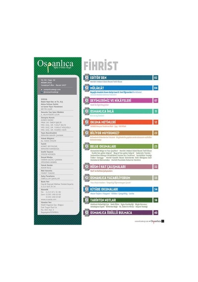 Nisan 2016 Osmanlıca Dergisi