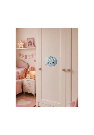 Dumpling Squishy Çin Mantısı Temalı Kişiye Özel Mdf Çocuk Odası Süsü Mavi