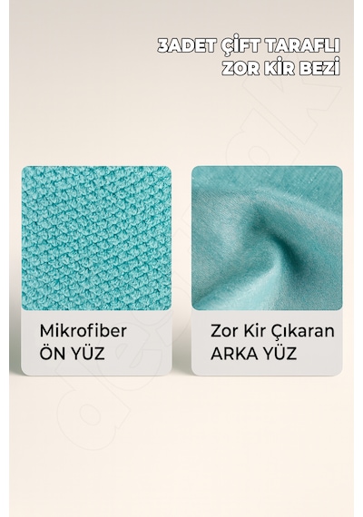 3 Adet Zor Kir Bezi - Çift Taraflı - Ultra Kaliteli - Su Emici - Tezgah Bezi - Tüm Yüzeyler Çok Renkli