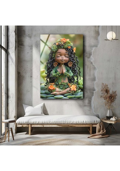 Meditasyon Yapan Bebek Cam Tablo , Soyut Tablo , Ultra Dayanıklı Temperli Cam , Çocuk Odası Tablosu
