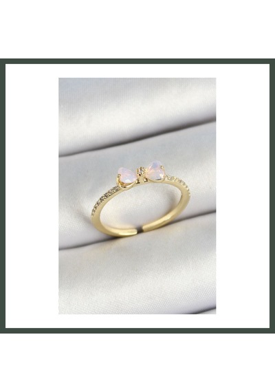 Bezos Pirinç Fiyonk Figürlü Zirkon Taşlı Gold Renk Ayarlanabilir Kadın Yüzük Nhr 38917796