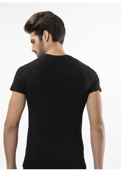 Türen 164 Likralı Erkek T-shirt-sıyah Siyah