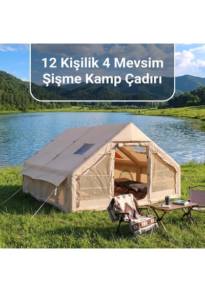 Tr Pikas Rovos 12 Kişilik Xxl Şişme Kamp Çadırı 4 Mevsim Büyük Aile Çadırı Su Geçirmez Oxford Kumaş Diğer