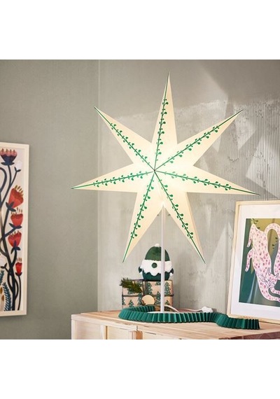 Ikea Stråla Abajur Başlığı, Beyaz-yeşil, 70 Cm, Yıldız