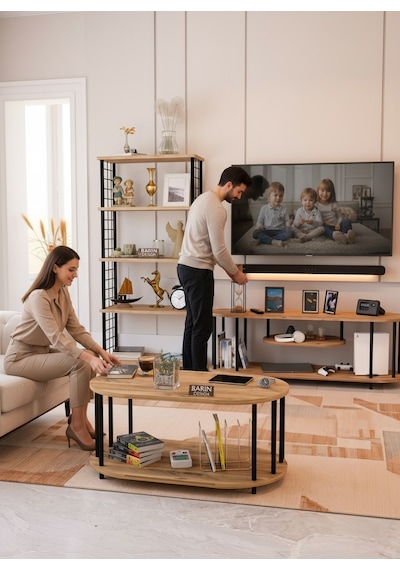 Salon Oturma Odası Takımı Metal Ayaklı Tv Ünitesi Kitaplık Orta Sehpa Avantajlı Mobilya Seti Atlantik Çam Salon Oturma Odası Takımı Metal Ayaklı Tv Ünitesi Kitaplık Orta Sehpa Avantajlı Mobilya Seti Atlantik Çam