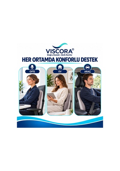 Vıscora Premium Ortopedik Sırt Destek Minderi Hava Kanallı%100 Visco Bel Desteği Çok Renkli