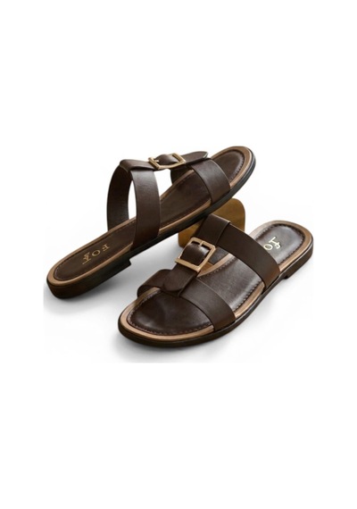 Fox Shoes Y973447209 Kahverengi Toka Detaylı Kadın Terlik