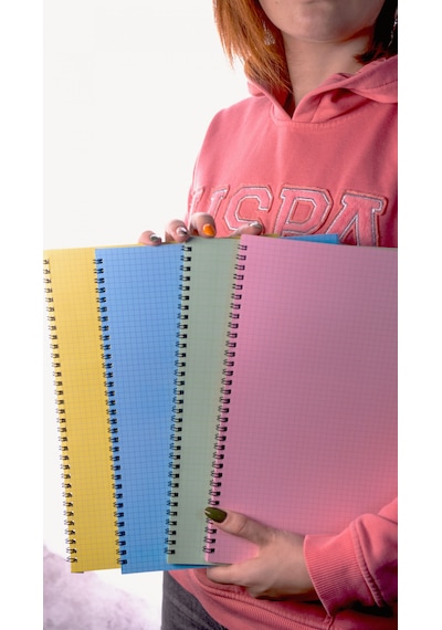 Dream Notes 4 Farklı Renk Kareli A4 Defter Seti Sarı - Mavi - Pembe - Yeşil
