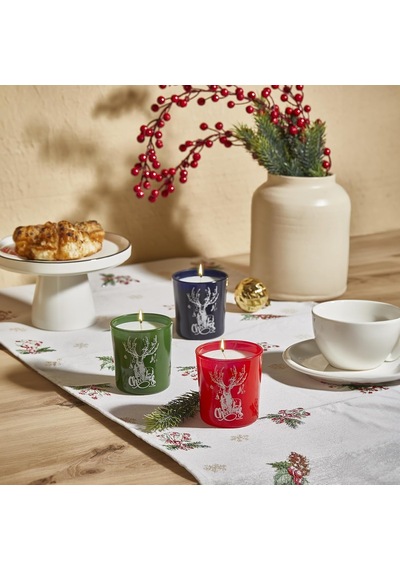 3'lü Christmas Geyik Tasarım Cam Kokulu Candle Mum 110 Gr Çok Renkli