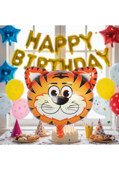 18 İnç Safari Kaplan Folyo Balon - Doğum Günü Parti Dekorasyon Balonu Çok Renkli