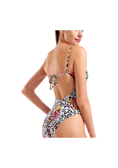 Arena Water Prints Swimsuit Kadın Çok Renkli Yüzücü Mayo 009398150 Beyaz