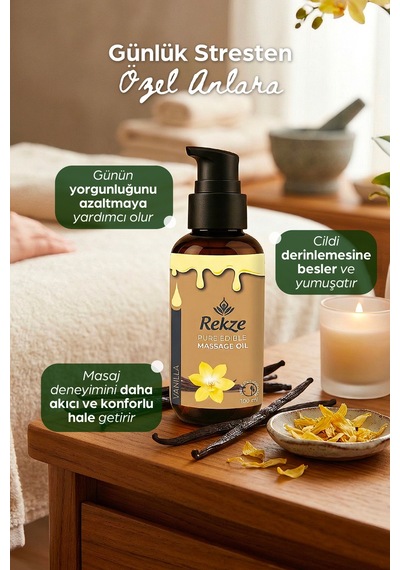 Vanilyalı Aromaterapi Yenilebilir Rahatlatıcı Doğal Masaj Yağı 100 Ml - 635851321