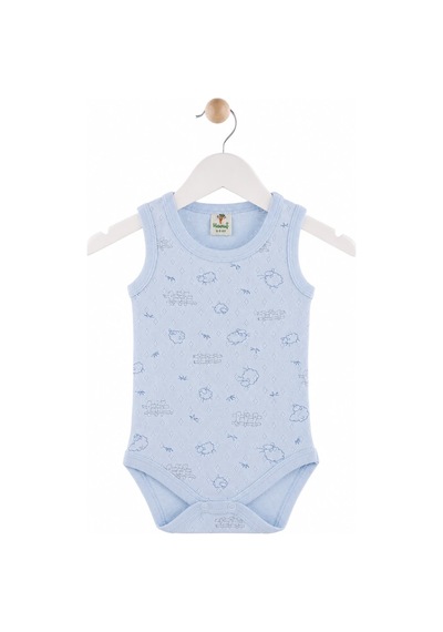 H&c Coolboy H&c Bebek Kolsuz Çıtçıtlı Body Zıbın %100 Pamuk Jakarlı Kuzu Desenli Mavi Kuzulu
