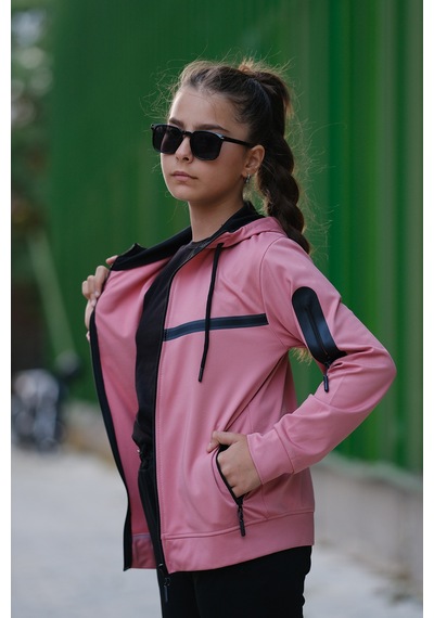 Pina Kids Kız Çocuk Kolu Cepli Şerit Baskılı Kapüşonlu Dalgıç Kumaş Eşofman Takımı Esf7031 Pembe Pina Kids Kız Çocuk Kolu Cepli Şerit Baskılı Kapüşonlu Dalgıç Kumaş Eşofman Takımı Esf7031 Pembe