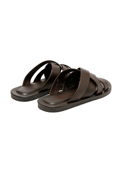 Brown Terlik Erkek M7727 The Sandals Factory Leather Upper Sandals Brown Kahverengi