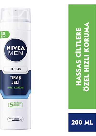 Men Hassas Tıraş Jeli 200ml, Hassas Ciltlere Özel Hızlı Koruma, , Alkolsüz Formül