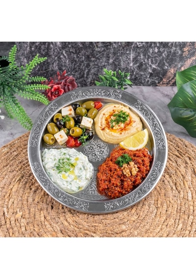 16 Cm 430 Kalite Krom Çelik 3 Adet İşlemeli Meze Tabağı Paslanmaz, Kararmaz, Şık Sunumluk 3