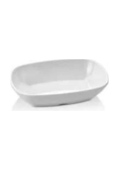 Beyaz Melamin 17x13.5cm Oluklu Çukur Sosluk, Salata, Çerezlik Tabağı Sağlıklı Hijyenik Beyaz