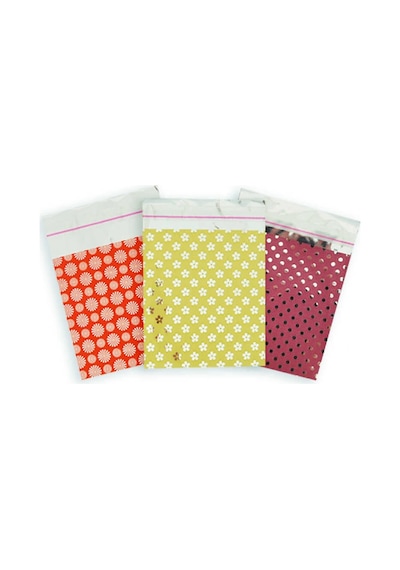 Parlak Metalize Hediye Poşeti Ağzı Bantlı Renkli Desen Paketleme Poşeti 25x35 Cm 50 Adet