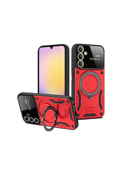 Samsung Galaxy Uyumlu A25 5g Kılıf Joy Lens Standlı Kap E941d Kırmızı