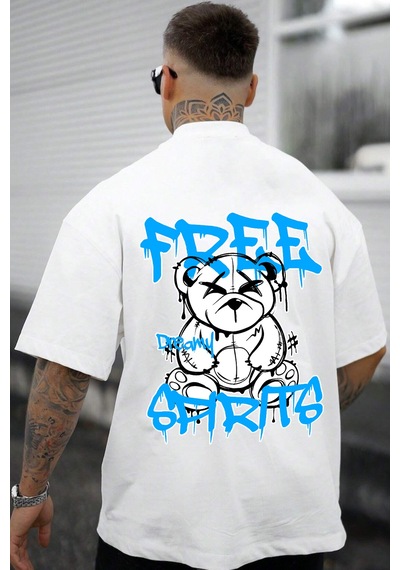 Unisex Free Baskılı Tasarım Tshirt Beyaz
