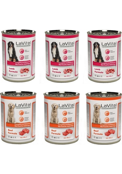 La Vital 2 Çeşit Karma Yetişkin Köpek Konservesi 6 x 400 G