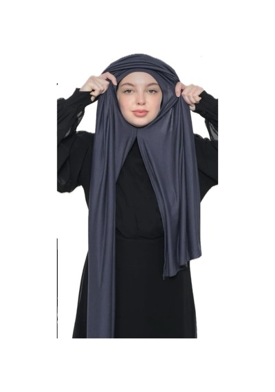 Ardün Hijab Hazır Pratik Geçirmeli Lüks Penye Şal Gri - 691664407 Gri