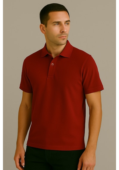 Parshey Regular Fit %100 Pamuk Polo Yaka Yarım Kollu Basic T-shirt Kırmızı