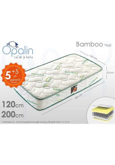 Babyhopeankara 120X200 Opalin Ortopedik Bamboo Yaylı Yatak 120*200 Bamboo Yatak