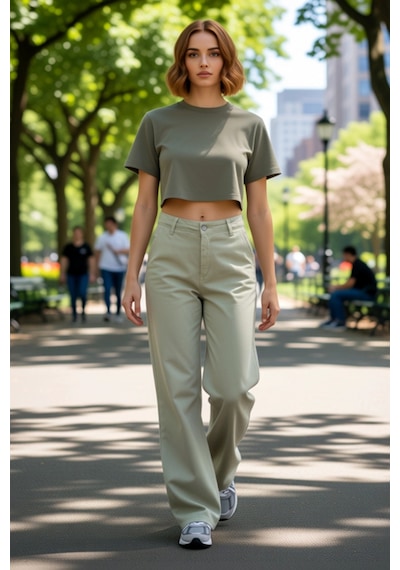 Ersefa Kadın Cool & Comfort Wide Leg Tencel Jean Pantolon Fonksiyonel Da Mint