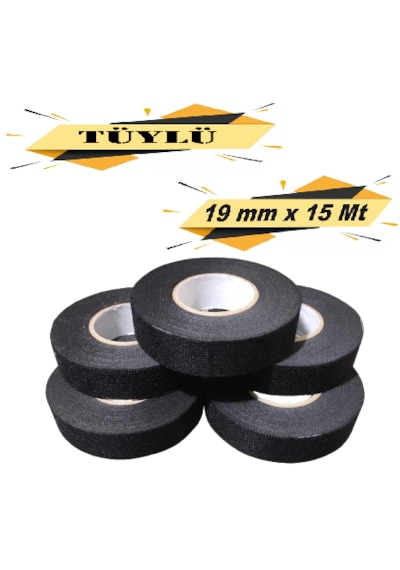 Tüylü Bez Bant Elektrik Kablo Bandı 19 Mm X 15 Metre 5 Adet