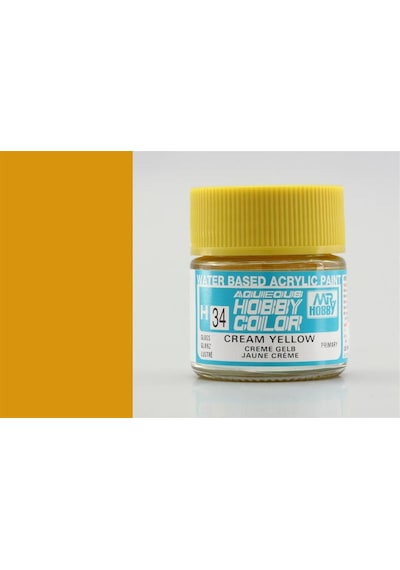 10 Ml. Cream Yellow Aqueous Serisi Maket Boyası, Mr.hobby H034 Standart