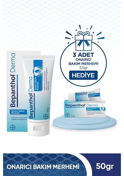 Bepanthol Derma Onarıcı Bakım Merhemi 50 G + Onarıcı Bakım Merhemi 3 x 3.5 G