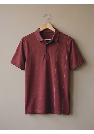 Maccali Erkek Bordo Dikey Desen Panelli Polo Yaka Tişört